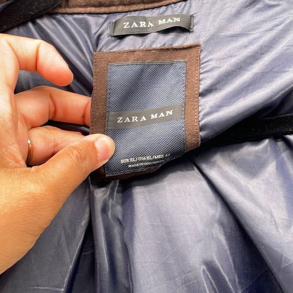 Zara Man Jacket XL Men Button Front with Pockets Quilted Green Long Sleeve Warm - Picture 9 of 16